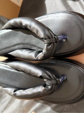 Puffy Black Thong Sandals